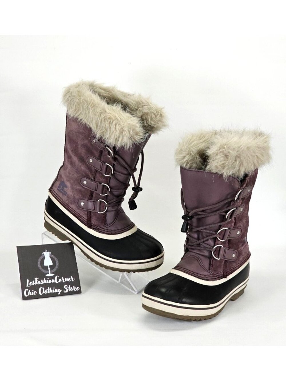 Sorel Women's Joan Of Artic Snow Winter Boots Lace Up Leather Faux Fur Sz 5 1404